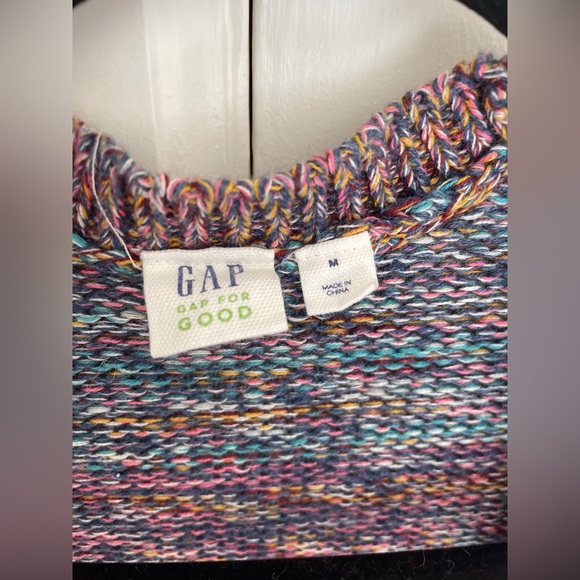 Gap Cotton Open Front Long Knit Cardigan Striped Colourful | M - Picture 4 of 6